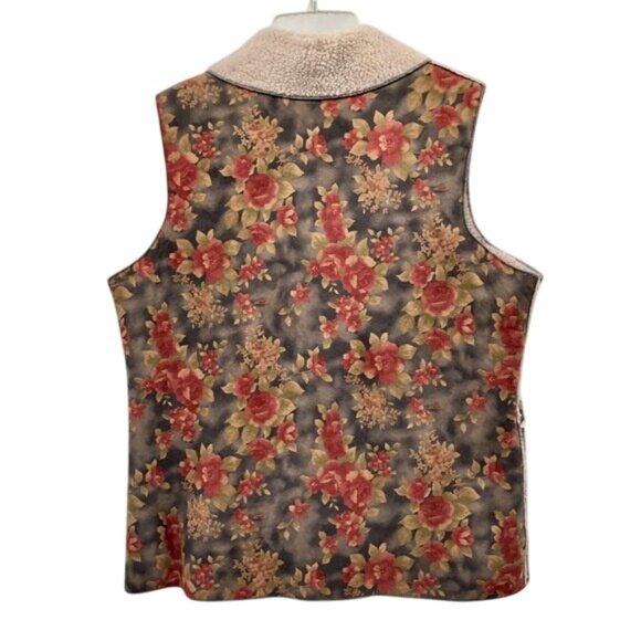 Coldwater Creek Berber Floral Faux Suede Vest Womens M Used - Picture 2 of 10